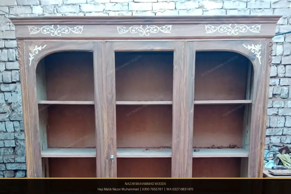Chinioti Carved Glass Showcase & Bookcase