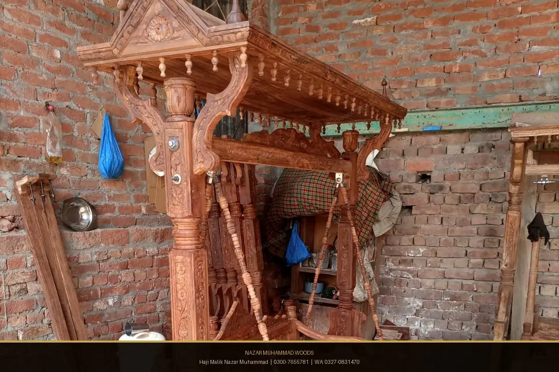 Grand Mughal Handcrafted Wooden Jhoola